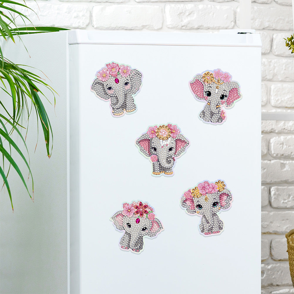 6Pcs Elephant Diamond Painting Fridge Magnet Diamond Art Magnets Decals