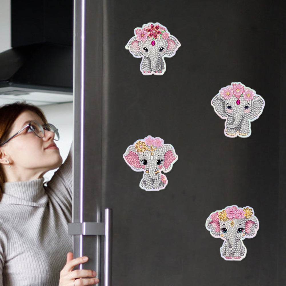 6Pcs Elephant Diamond Painting Fridge Magnet Diamond Art Magnets Decals