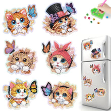 Load image into Gallery viewer, 6Pcs Butterfly Kitten Diamond Painting Fridge Magnet Diamond Art Magnets Decals