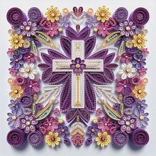 Load image into Gallery viewer, Diamond Painting - Partial Special Shaped - Purple and white cross (30*30CM)