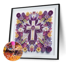 Load image into Gallery viewer, Diamond Painting - Partial Special Shaped - Purple and white cross (30*30CM)