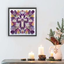 Load image into Gallery viewer, Diamond Painting - Partial Special Shaped - Purple and white cross (30*30CM)