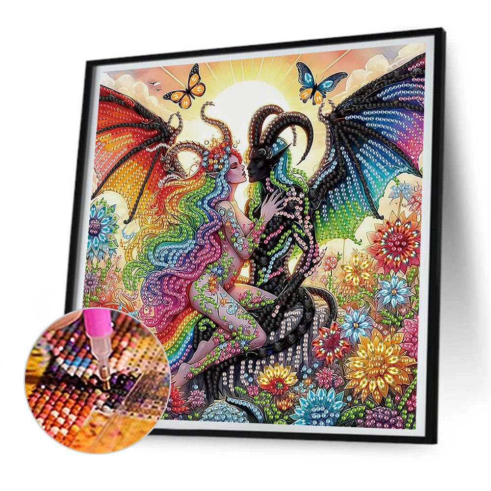 Diamond Painting - Partial Special Shaped - Devil lovers (30*30CM)