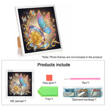Load image into Gallery viewer, Diamond Painting - Partial Special Shaped - Butterfly with black background (30*30CM)