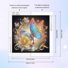 Load image into Gallery viewer, Diamond Painting - Partial Special Shaped - Butterfly with black background (30*30CM)
