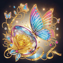 Load image into Gallery viewer, Diamond Painting - Partial Special Shaped - Butterfly with black background (30*30CM)