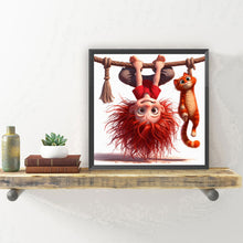 Load image into Gallery viewer, Diamond Painting - Full Round - Cat handstand red-haired girl (30*30CM)