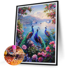 Load image into Gallery viewer, Diamond Painting - Full Round - Flower seaside peacock (30*40CM)