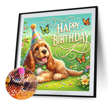 Load image into Gallery viewer, Diamond Painting - Full Round - Happy birthday grass golden retriever (40*40CM)