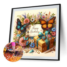 Load image into Gallery viewer, Diamond Painting - Full Round - Happy birthday butterfly flowers (40*40CM)