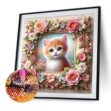 Load image into Gallery viewer, Diamond Painting - Full Round - Flower frame orange cat (40*40CM)