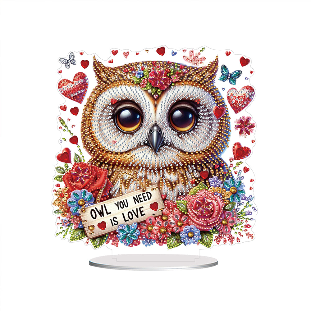 Acrylic Special Shape Owls Diamond Painting Desktop Decors for Home Office Decor