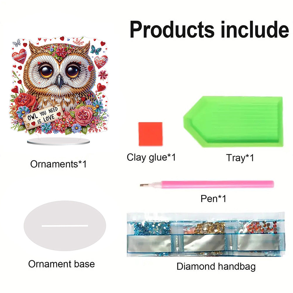 Acrylic Special Shape Owls Diamond Painting Desktop Decors for Home Office Decor