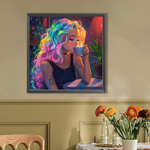 Load image into Gallery viewer, AB Diamond Painting - Full Round - Colored hair modern girl (40*40CM)