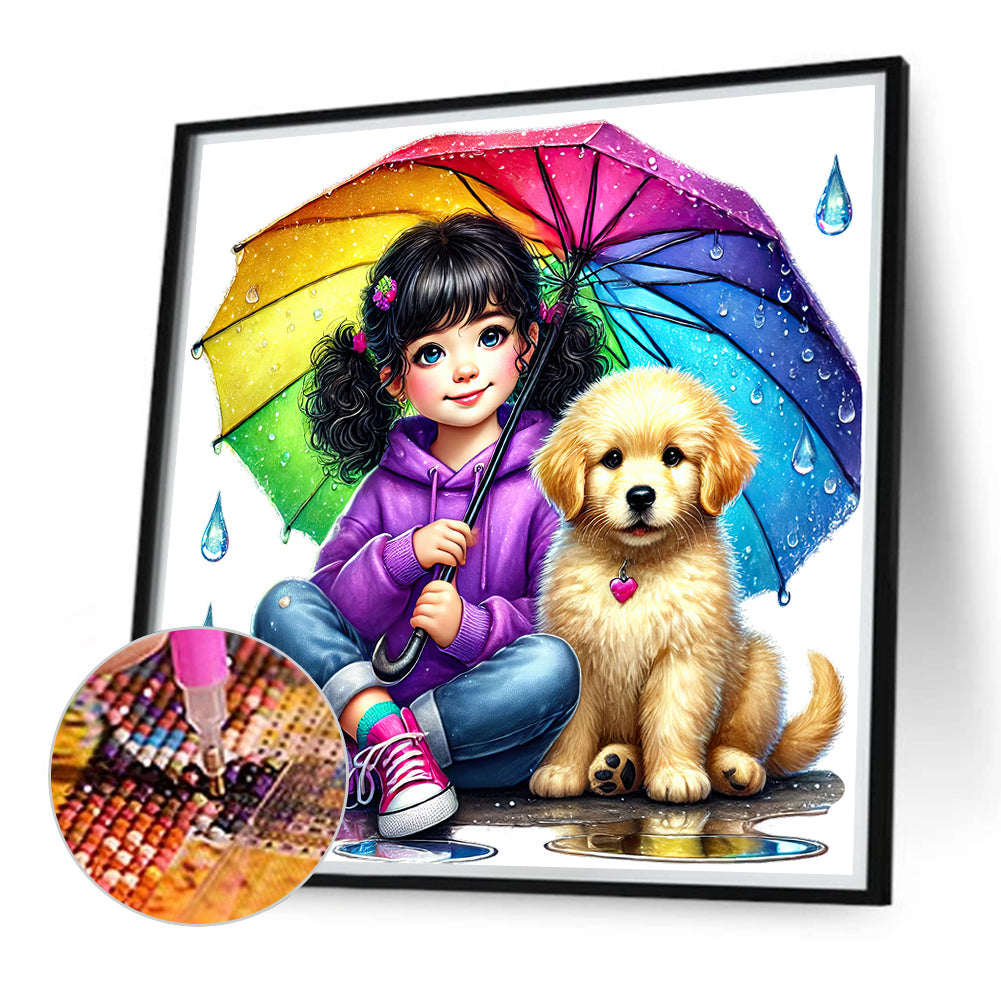 Diamond Painting - Full Round - Children and dogs (40*40CM)