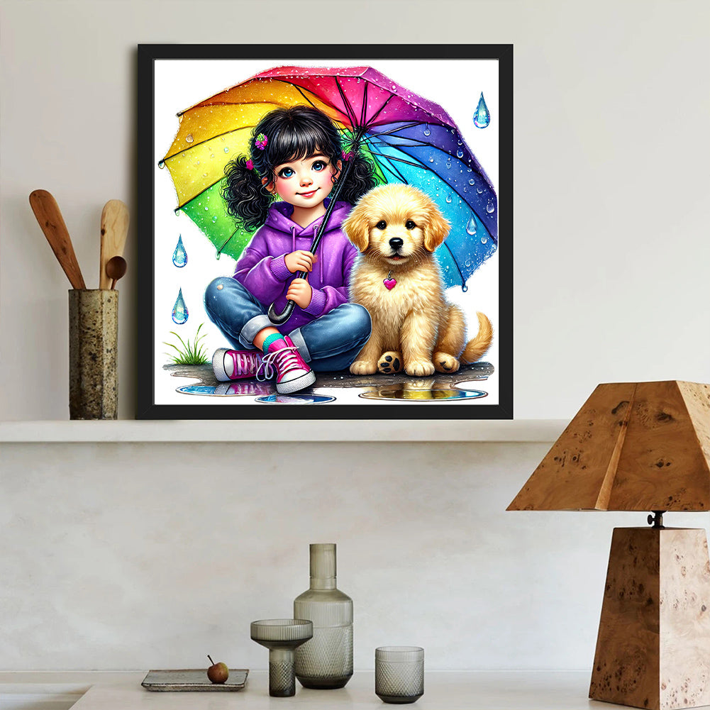 Diamond Painting - Full Round - Children and dogs (40*40CM)