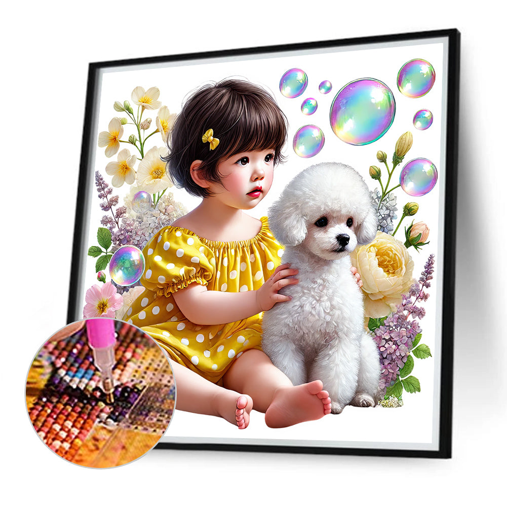 Diamond Painting - Full Round - Children and dogs (40*40CM)