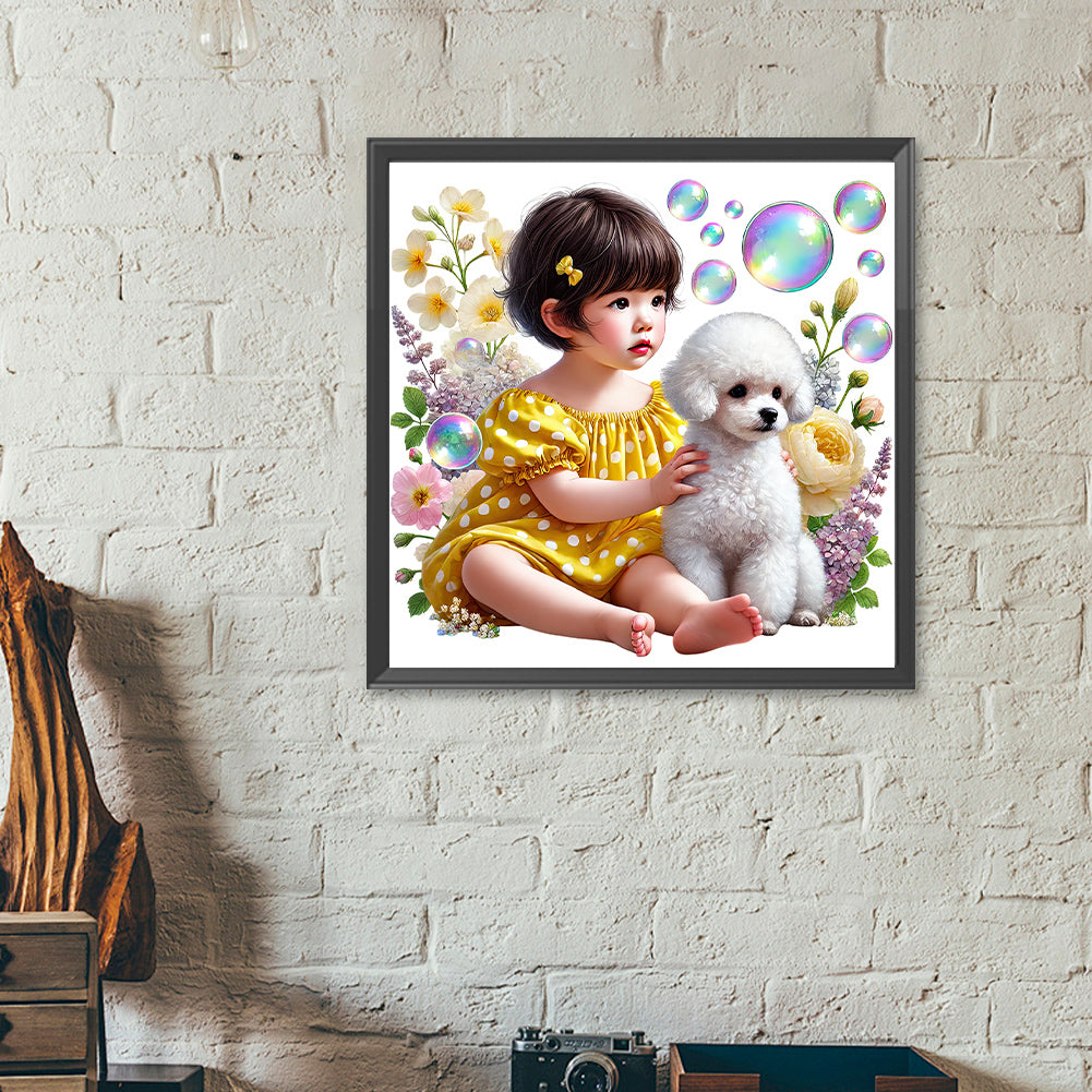 Diamond Painting - Full Round - Children and dogs (40*40CM)