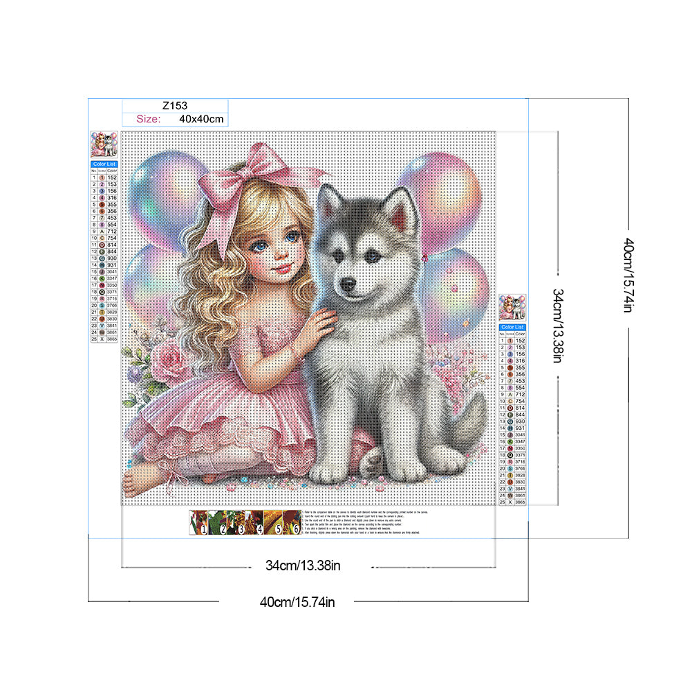 Diamond Painting - Full Round - Children and dogs (40*40CM)