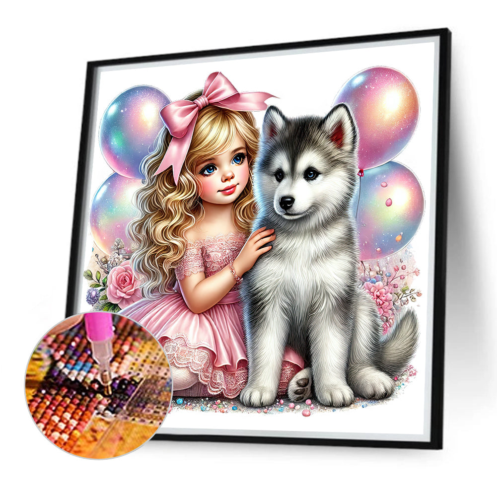 Diamond Painting - Full Round - Children and dogs (40*40CM)