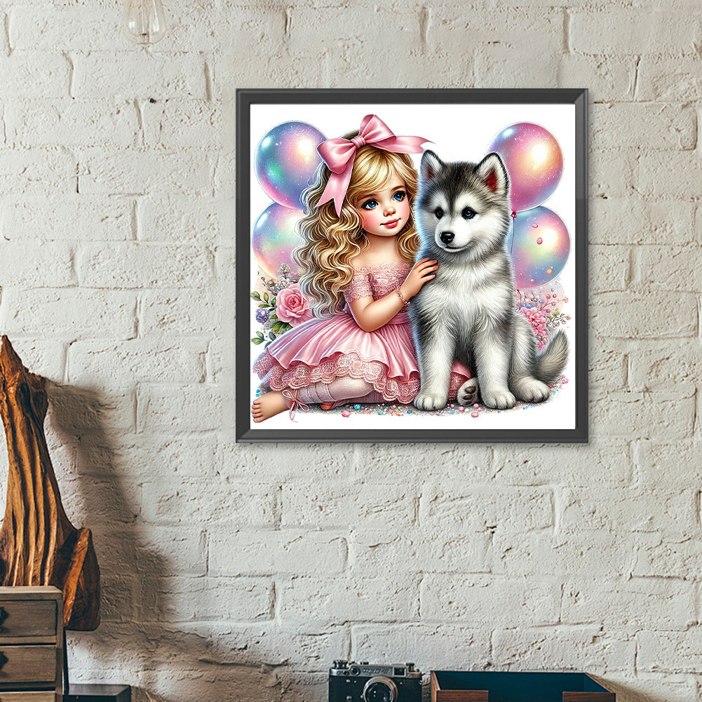Diamond Painting - Full Round - Children and dogs (40*40CM)