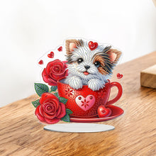 Load image into Gallery viewer, Acrylic Special Shaped Dog Rose DIY Desktop Diamond Painting Art Kits for Home