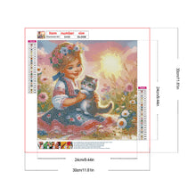 Load image into Gallery viewer, Diamond Painting - Full Round - Girl and cat (30*30CM)