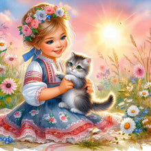 Load image into Gallery viewer, Diamond Painting - Full Round - Girl and cat (30*30CM)