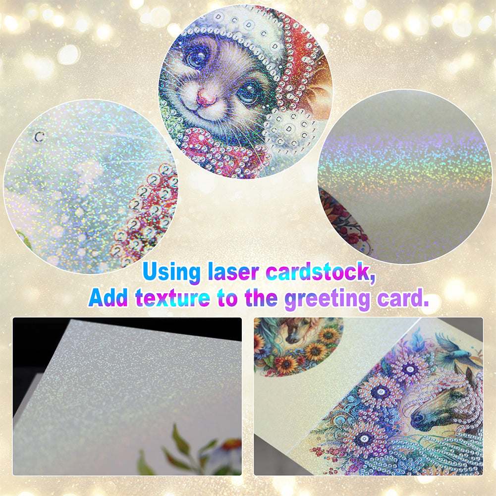 6Pcs Christmas Squirrel DIY Diamond Painting Card Diamond Painting Greeting Card
