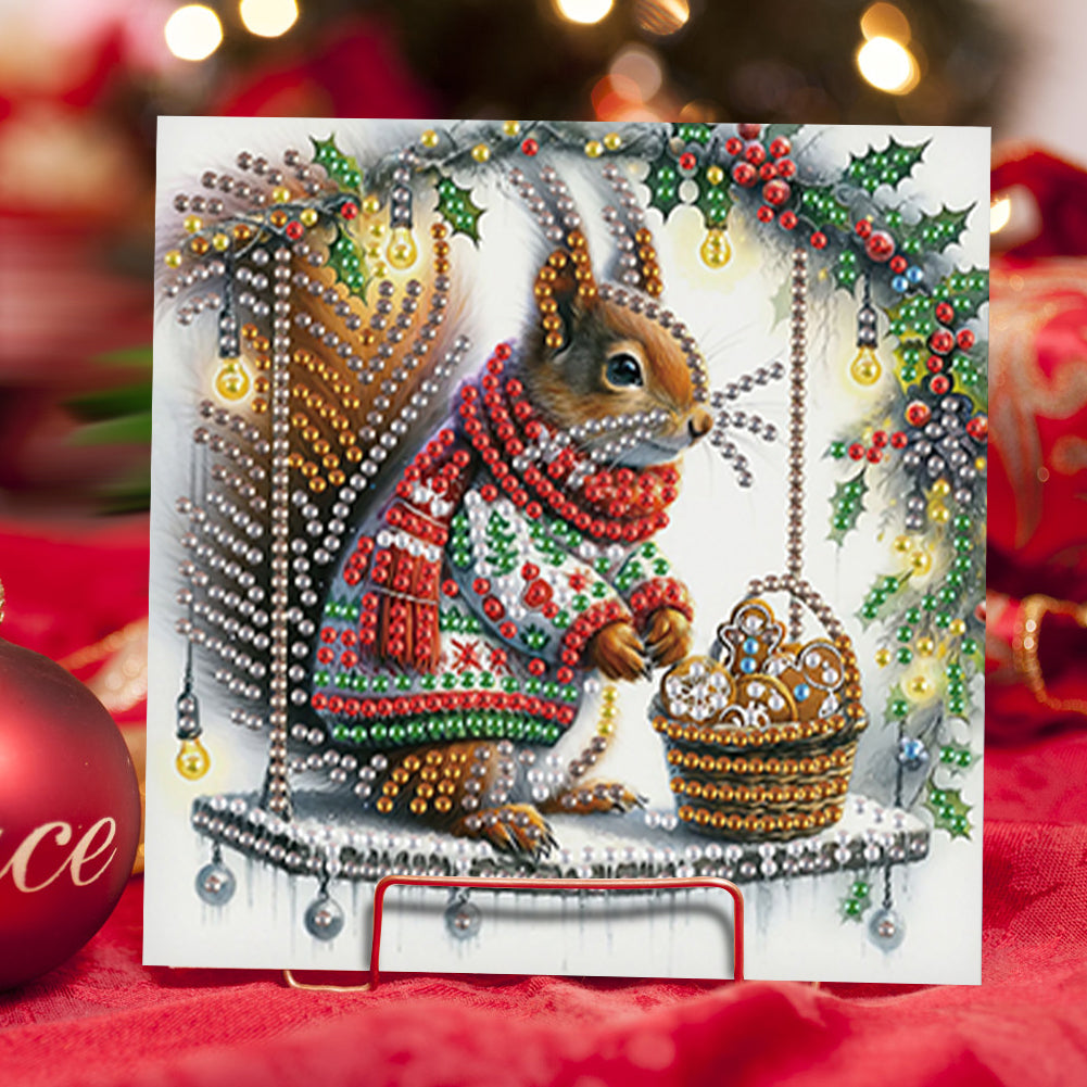 6Pcs Christmas Squirrel DIY Diamond Painting Card Diamond Painting Greeting Card
