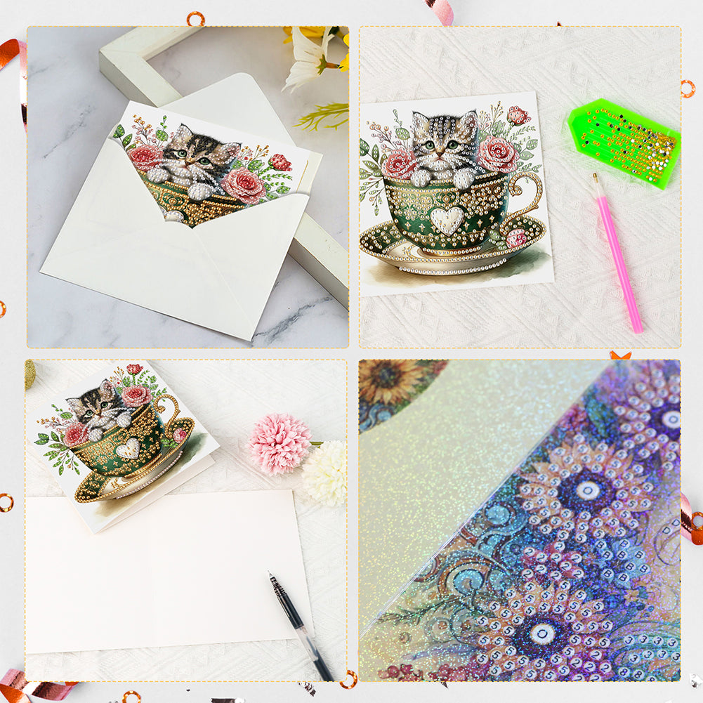 6Pcs Christmas Squirrel DIY Diamond Painting Card Diamond Painting Greeting Card