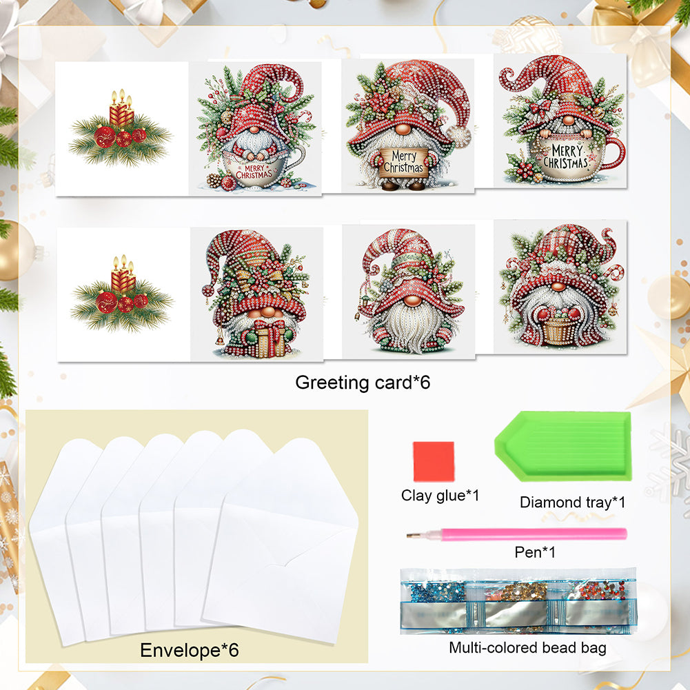 6Pcs Christmas Squirrel DIY Diamond Painting Card Diamond Painting Greeting Card
