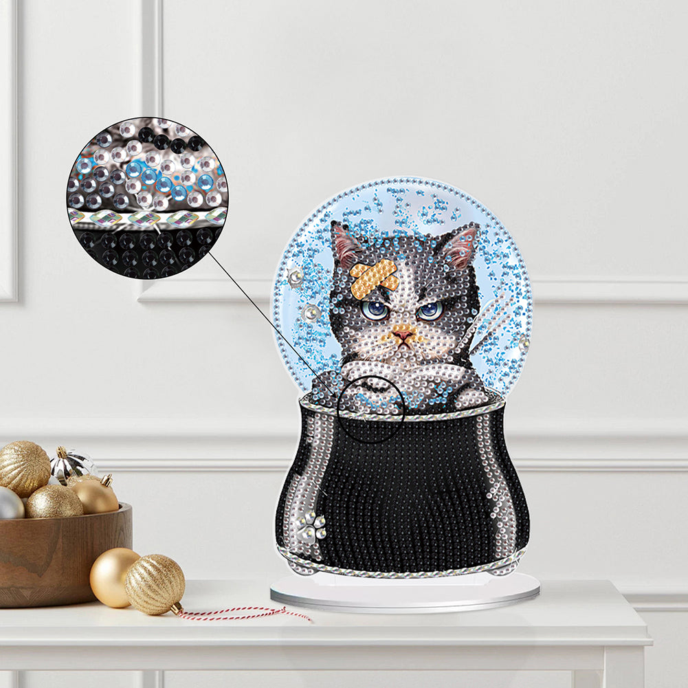 Crystal Ball Cat Table Top Diamond Painting Ornament Kits for Home Office Decor