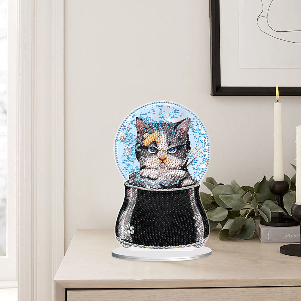 Crystal Ball Cat Table Top Diamond Painting Ornament Kits for Home Office Decor