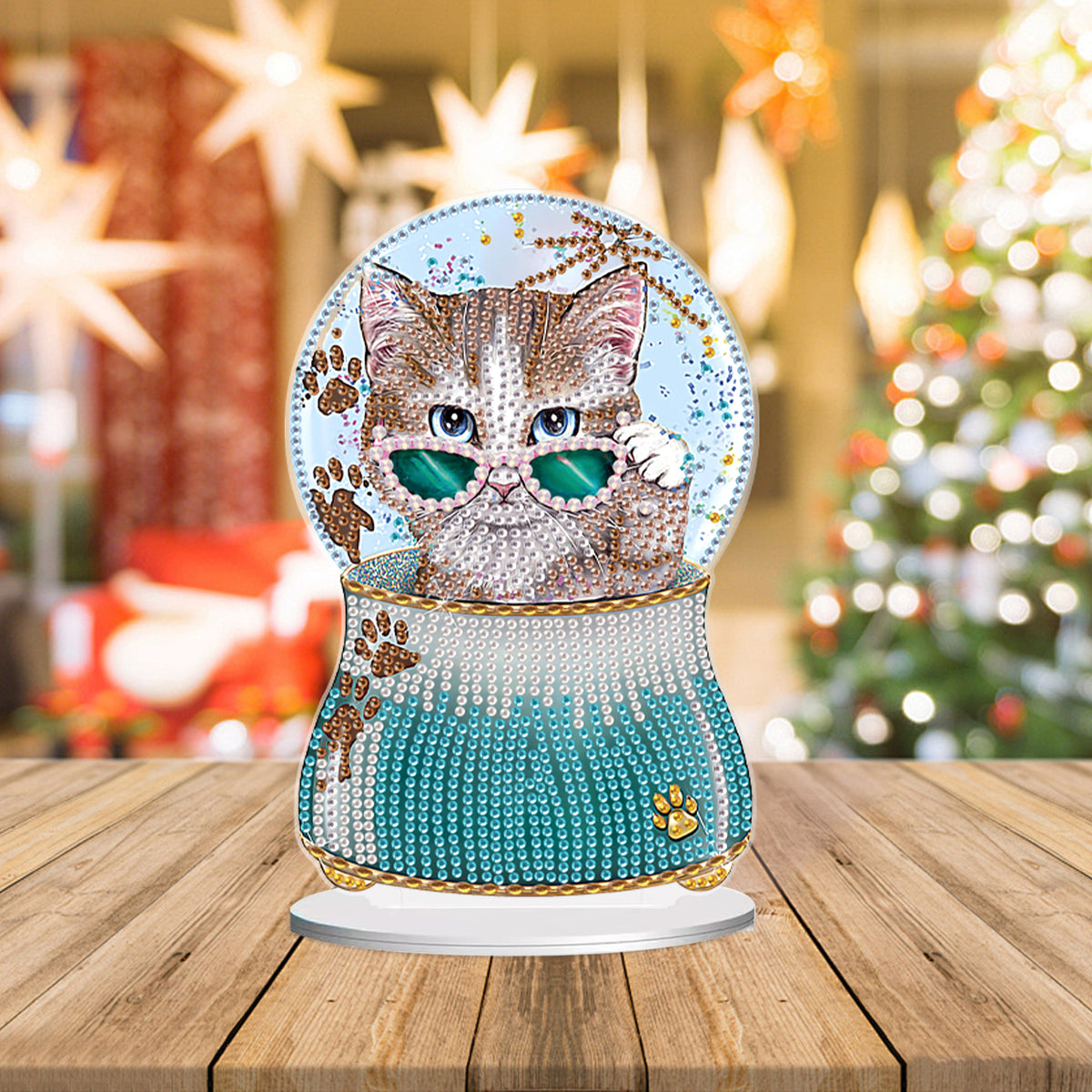 Crystal Ball Cat Table Top Diamond Painting Ornament Kits for Home Office Decor