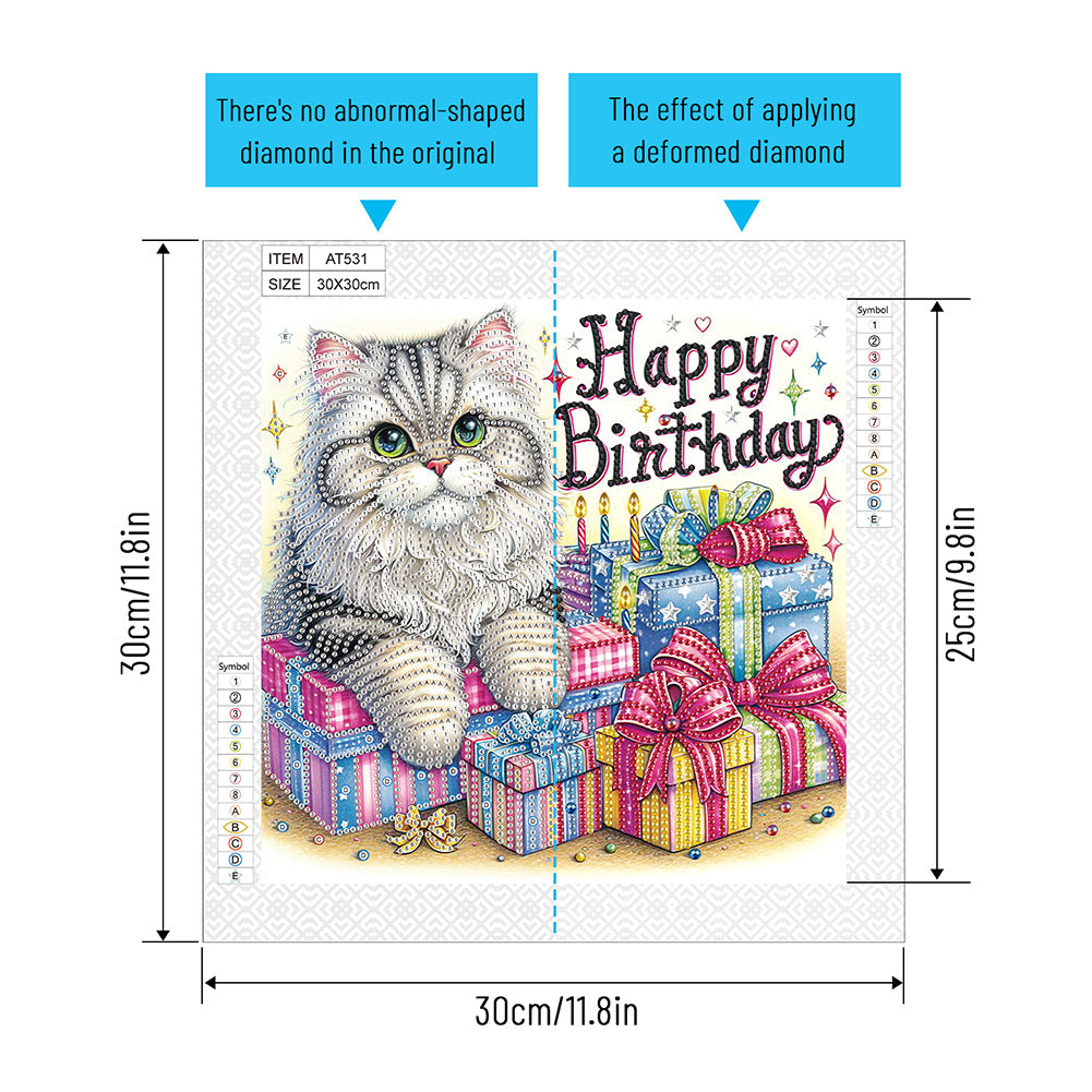 Diamond Painting - Partial Special Shaped - Cat (30*30CM)