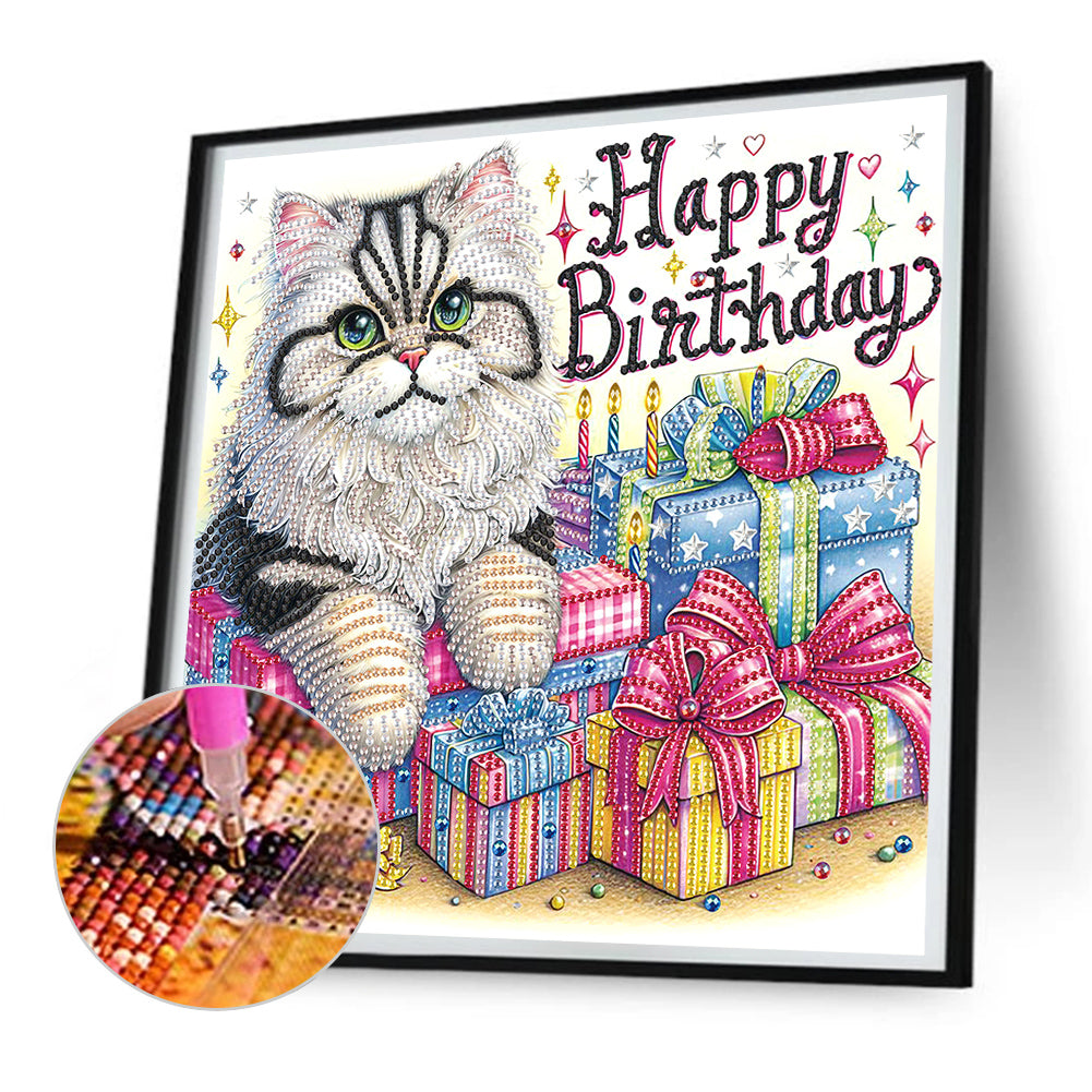 Diamond Painting - Partial Special Shaped - Cat (30*30CM)