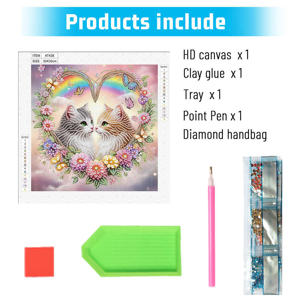 Diamond Painting - Partial Special Shaped - Cat (30*30CM)