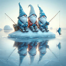 Load image into Gallery viewer, Diamond Painting - Full Round - Gnome Fishing In The Snow (30*30CM)