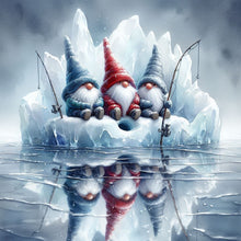 Load image into Gallery viewer, Diamond Painting - Full Round - Gnome Fishing In The Snow (30*30CM)
