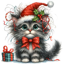 Load image into Gallery viewer, Diamond Painting - Full Round - Christmas kitten (30*30CM)