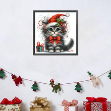 Load image into Gallery viewer, Diamond Painting - Full Round - Christmas kitten (30*30CM)