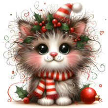 Load image into Gallery viewer, Diamond Painting - Full Round - Christmas kitten (30*30CM)
