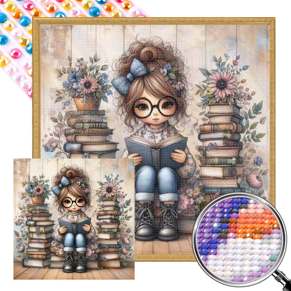 AB Diamond Painting - Full Round - Reading girl (40*40CM)