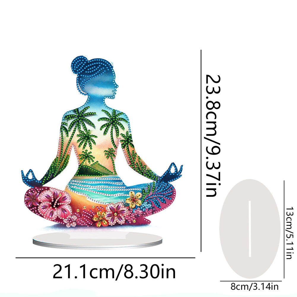 Acrylic Special Shape Sitting Yoga Woman Desktop Diamond Painting Ornament