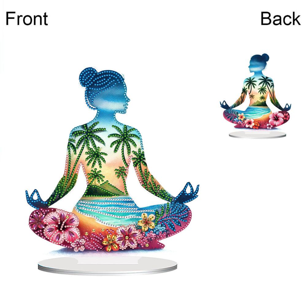 Acrylic Special Shape Sitting Yoga Woman Desktop Diamond Painting Ornament