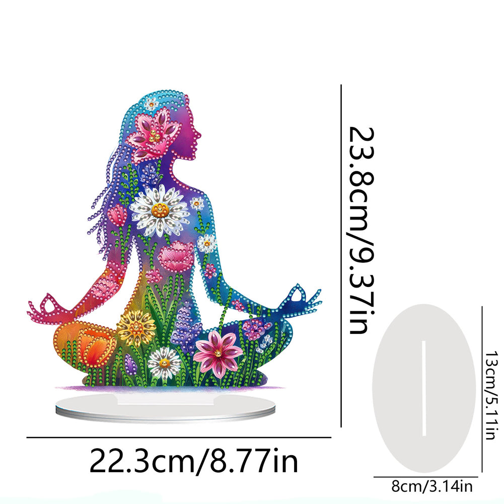 Acrylic Special Shape Sitting Yoga Woman Desktop Diamond Painting Ornament