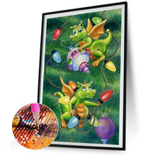 Load image into Gallery viewer, AB Diamond Painting - Full Round - Little green dragons and Christmas decorations (40*60CM)