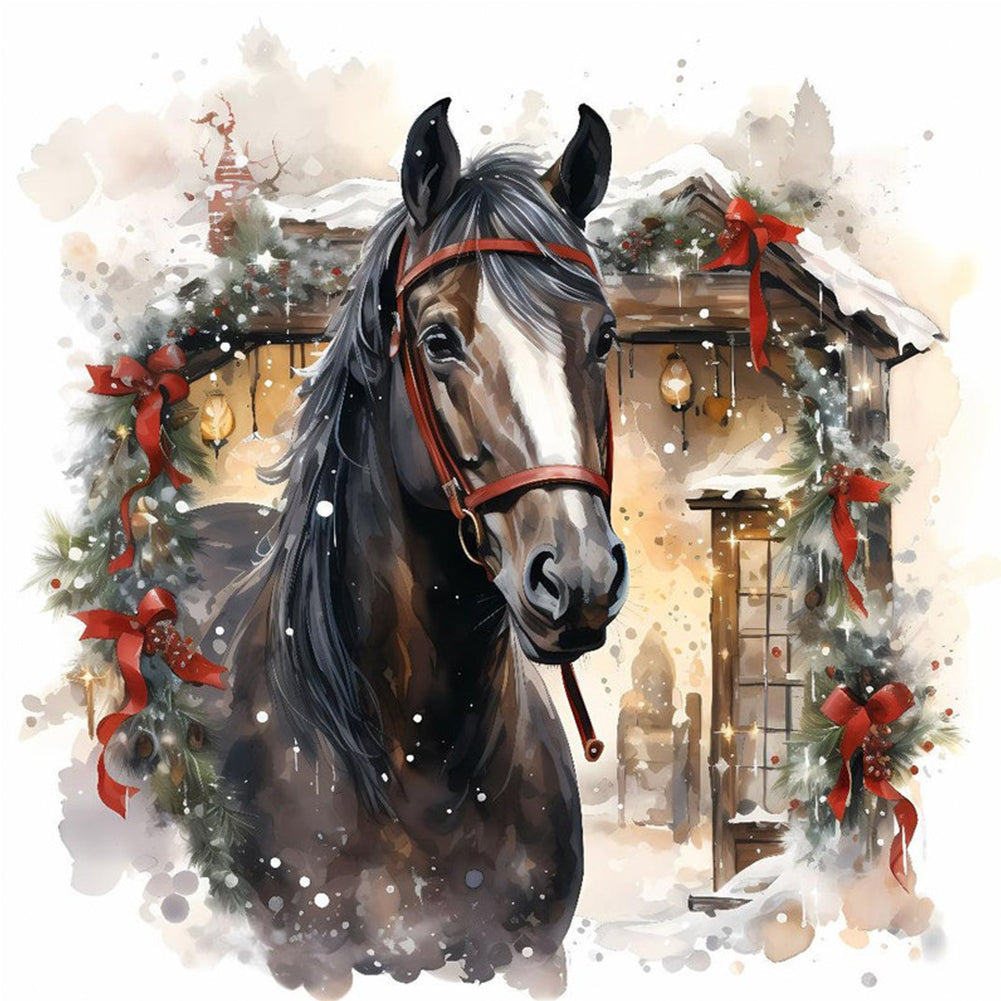Diamond Painting - Full Square - Christmas black horse (40*40CM)