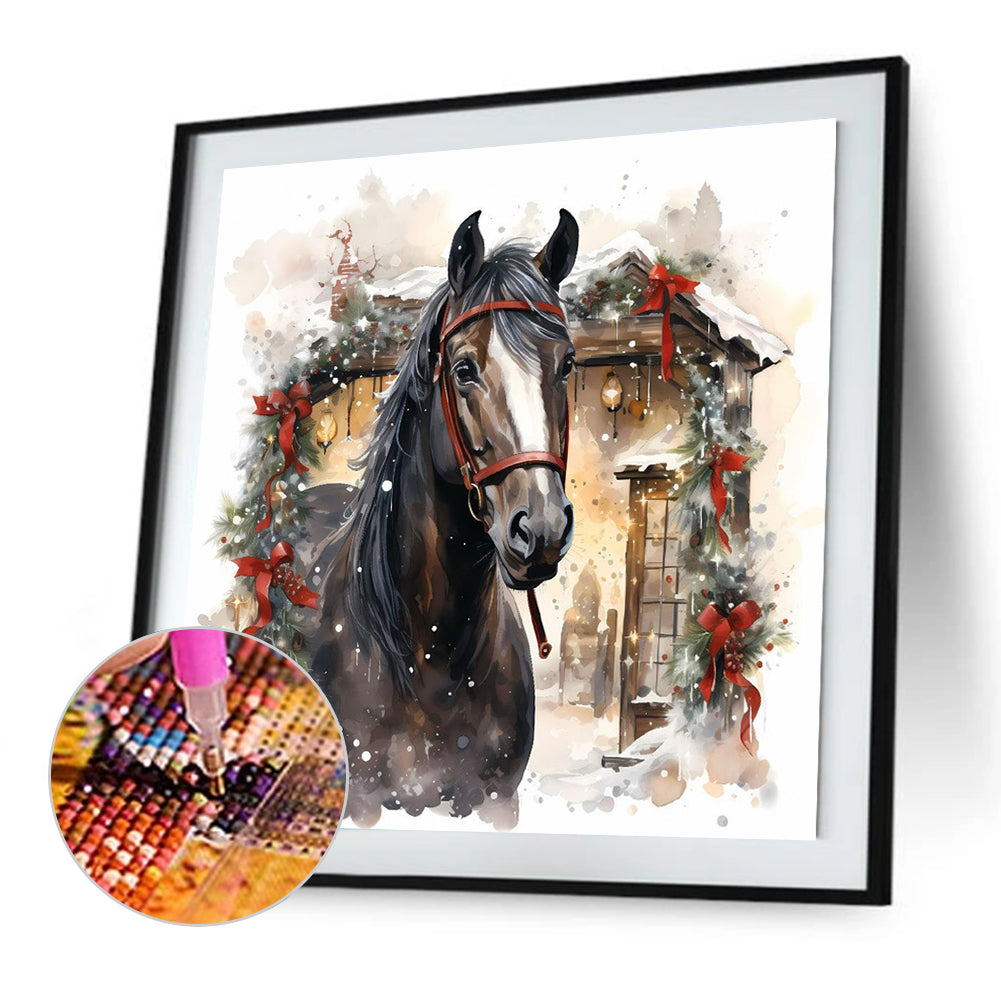 Diamond Painting - Full Square - Christmas black horse (40*40CM)